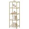 Narrow Glass Shelf Bookcase with Steel Frame for Bedroom Living Room Office Bathroom Storage